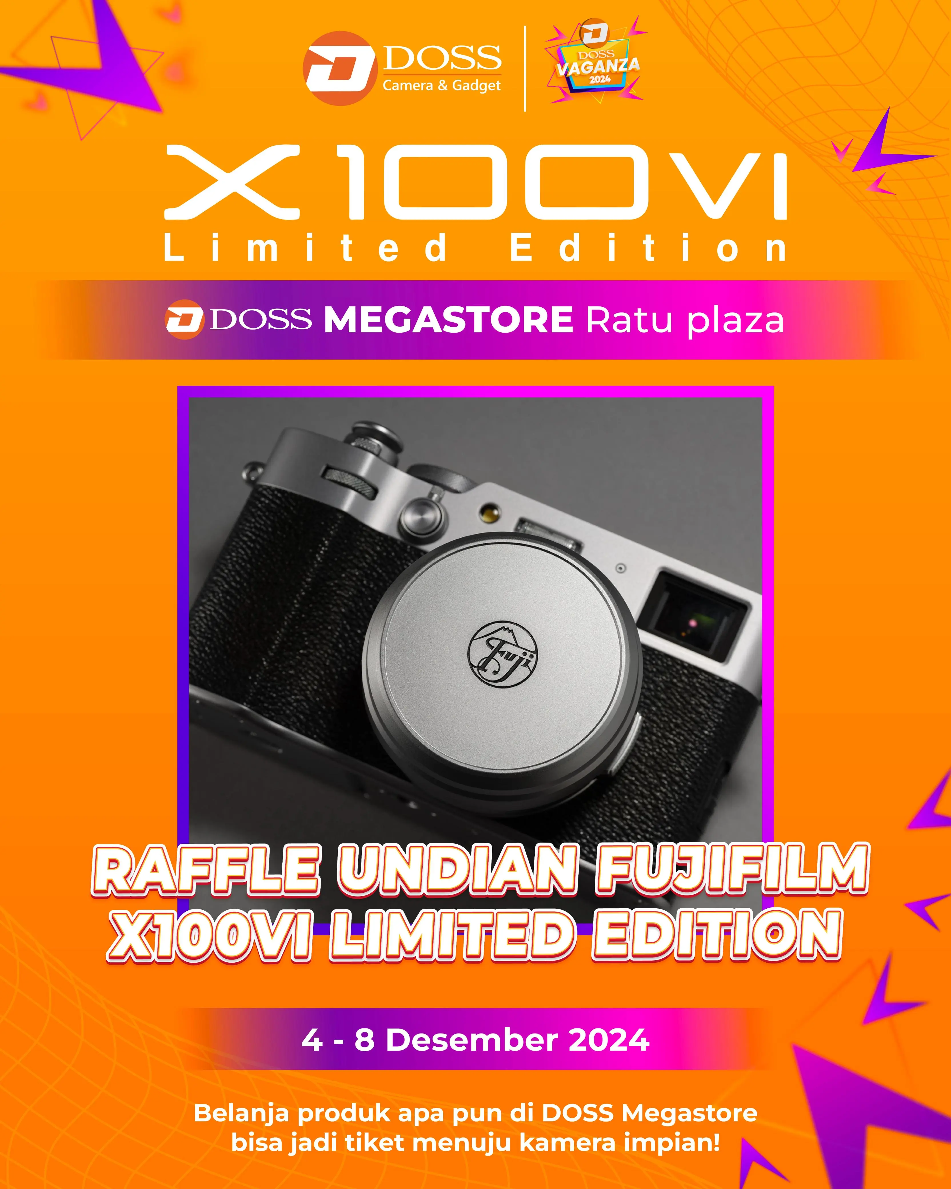 Raih Kesempatan Menangkan Raffle Fujifilm X100VI Limited Edition di DOSS Megastore Ratu Plaza.