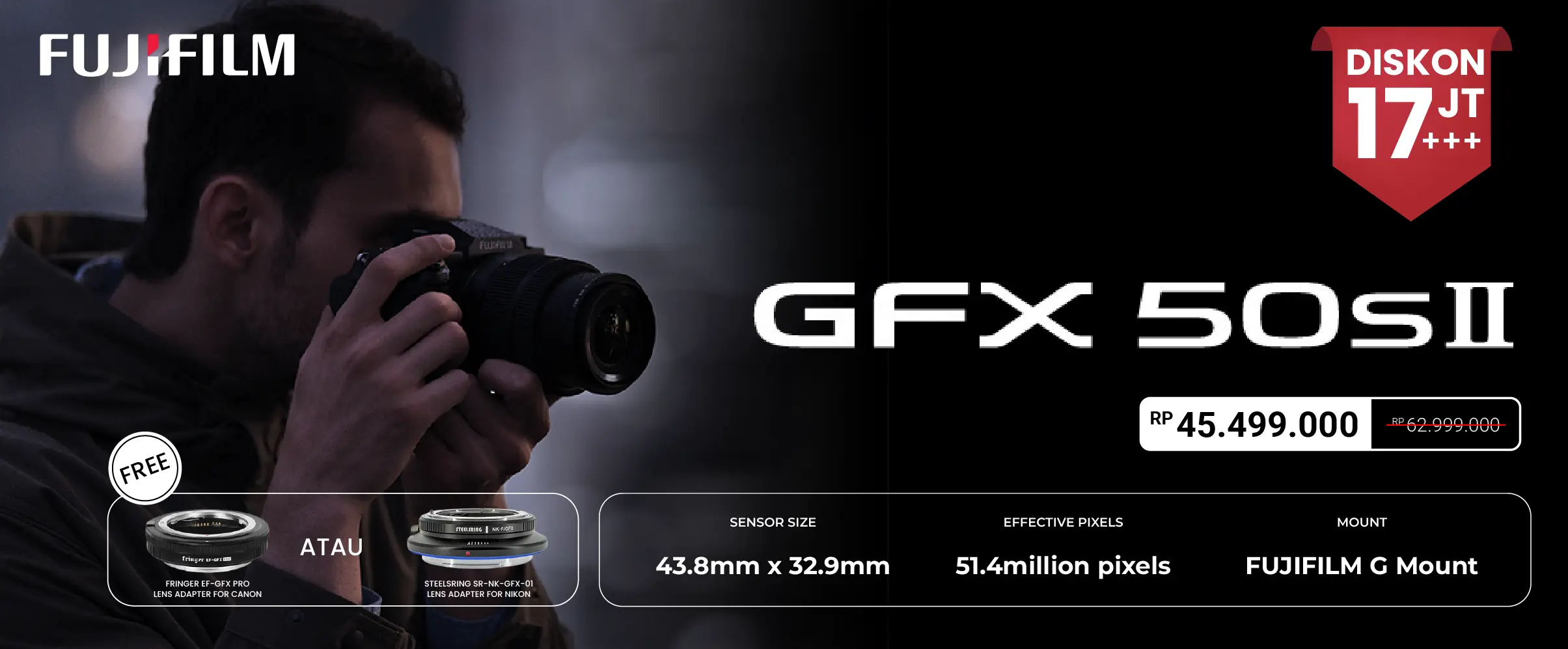 FUJIFILM GFX 50S II Medium Format Mirrorless Camera(Body Only)