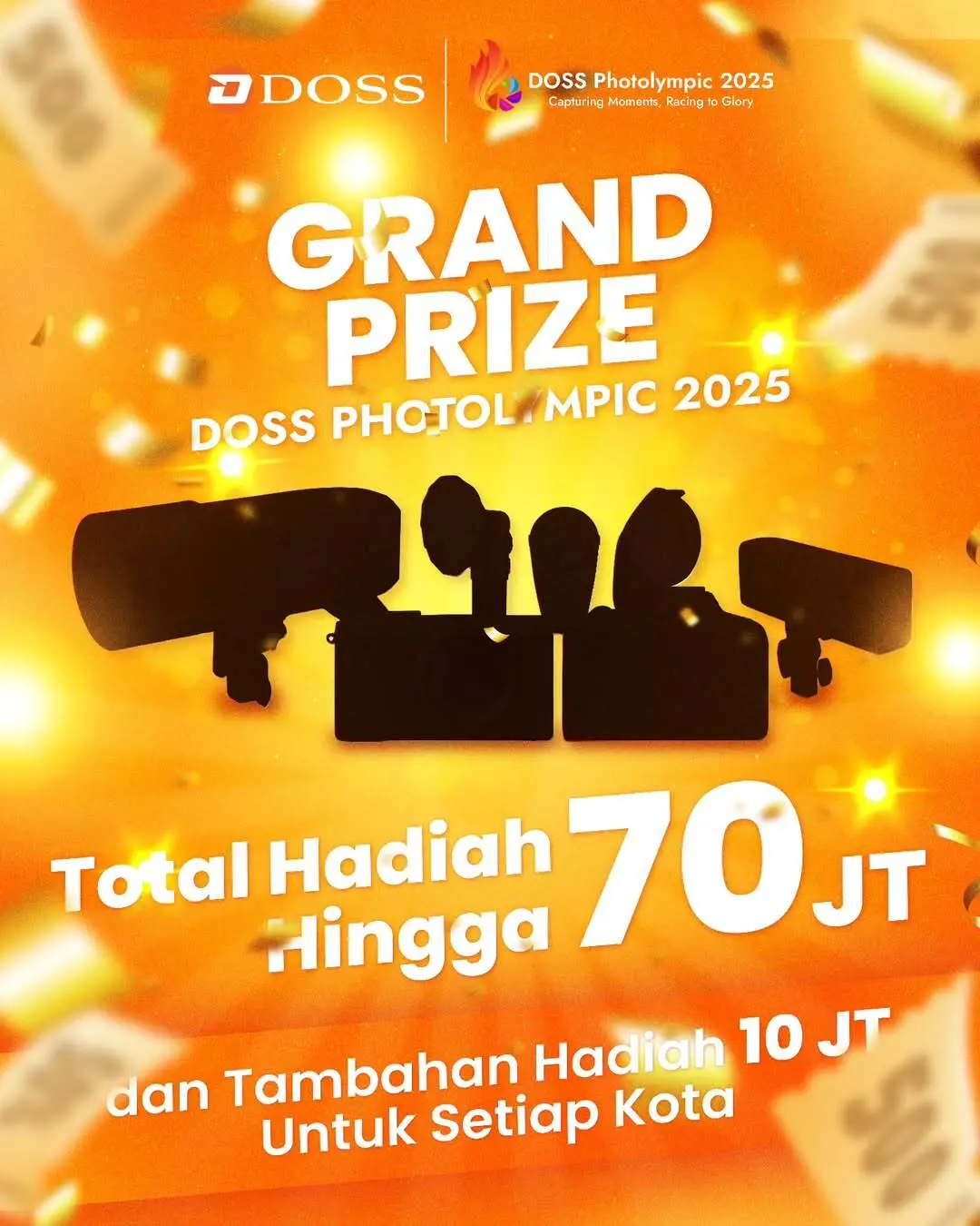 DOSS Photolympic 2025 makin seru nih   Kabar baik buat kalian semua yang udah daftar atau masih mikir-mikir buat daftar Karena tahun ini total Grand Prize-nya naik jadi Rp 70 JUTA Dan makin seru, karena 5 peser.webp