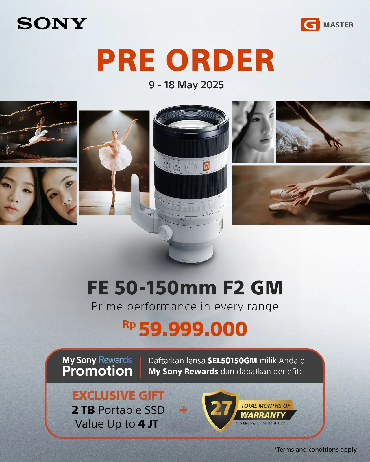 Pre Order Lensa Sony 50-150mm F2 GM di DOSS Yuk, Ada Bonus SSD & Garansi 27 Bulan.