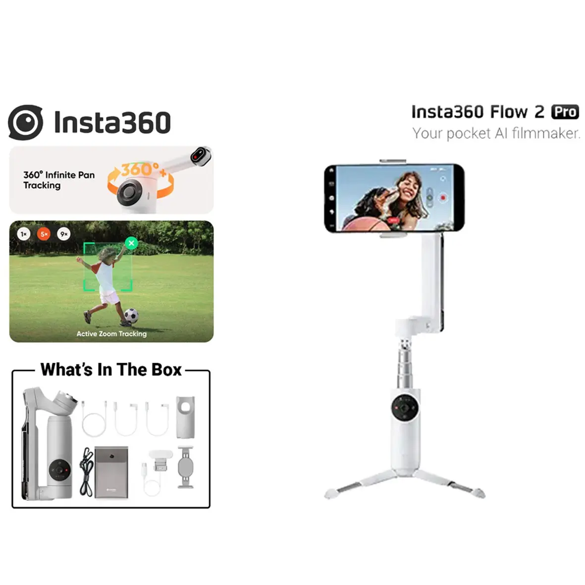 Insta360 Flow 2 Pro Smartphone Gimbal Stabilizer (White)