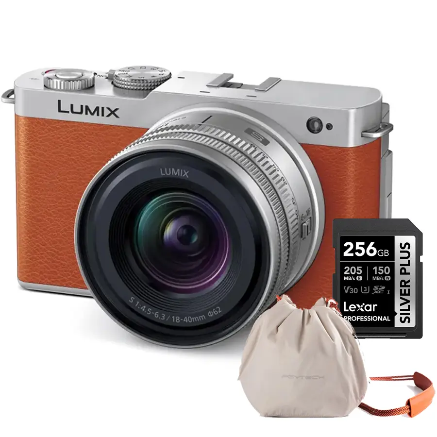 Panasonic Lumix S9 Mirrorless Camera with S 18-40mm f4.5-6.3 (Camel Orange) (FREE PGYTECH OneGo Drawstring Bag (Ivory) + Lexar 256GB Professional SDXC SILVER PLUS)