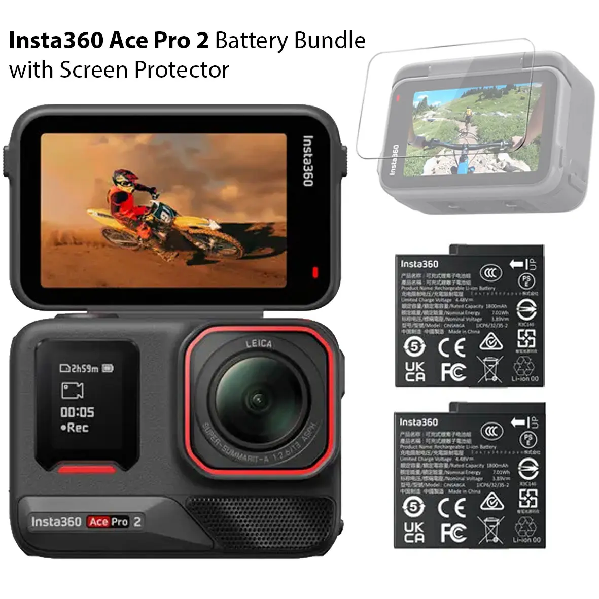 Insta360 Ace Pro 2 Battery Bundle with Screen Protector