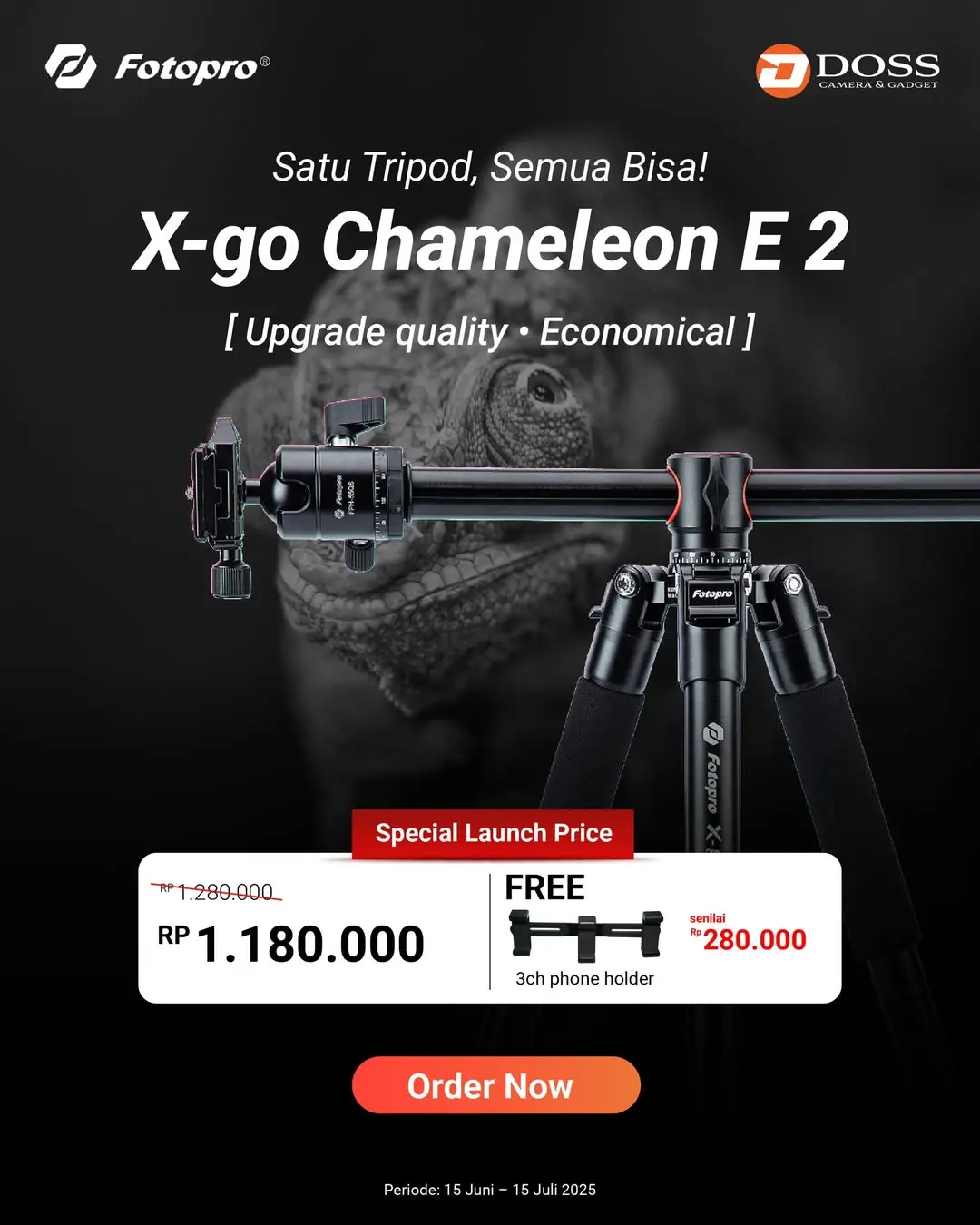 1 Tripod, 4 Fungsi! Fotopro X-go Chameleon E2 Resmi Hadir dengan Harga Spesial di DOSS.