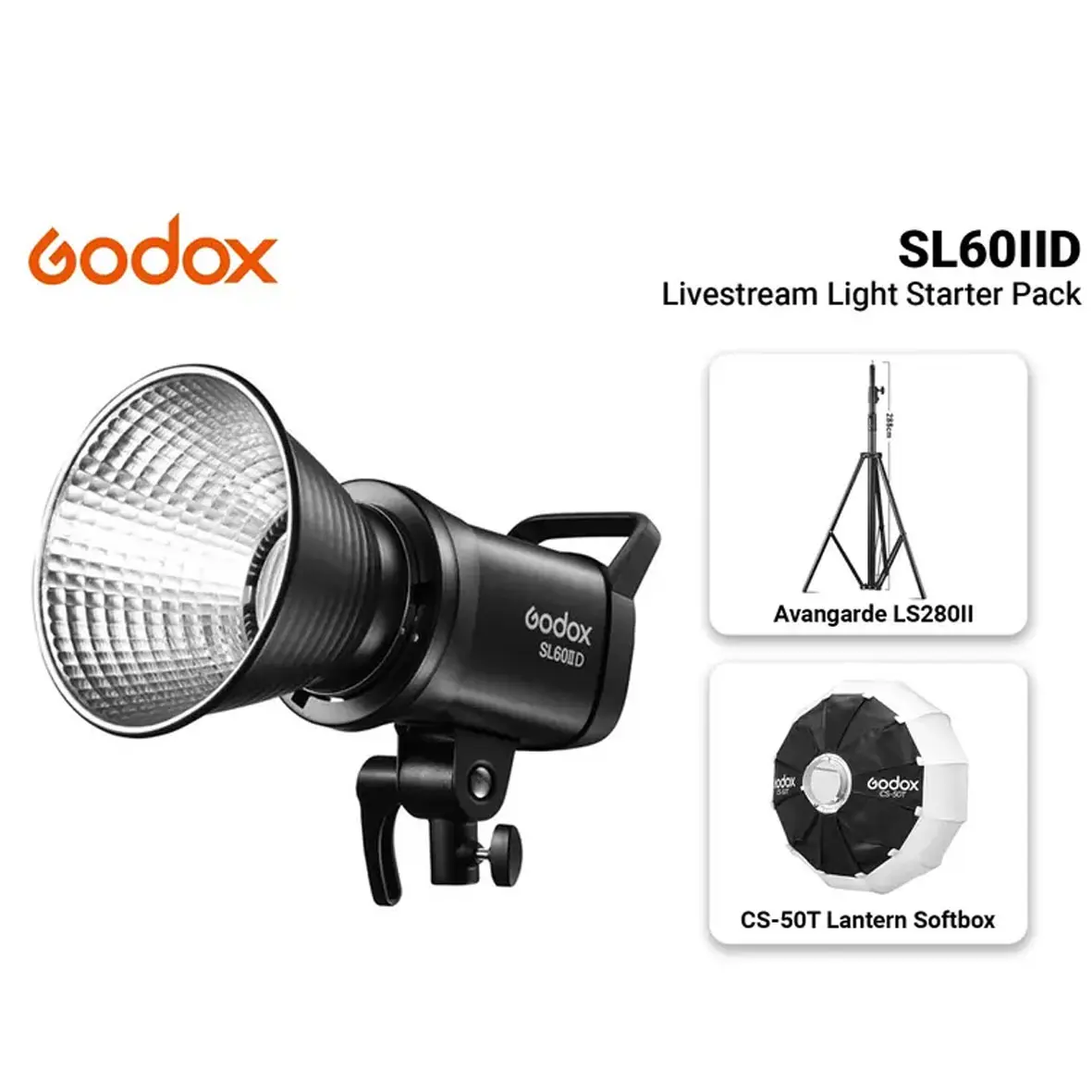 Godox Livestream Light Starter Pack SL60IID with Lantern CS-50T and Light Stand Avangarde LS280II
