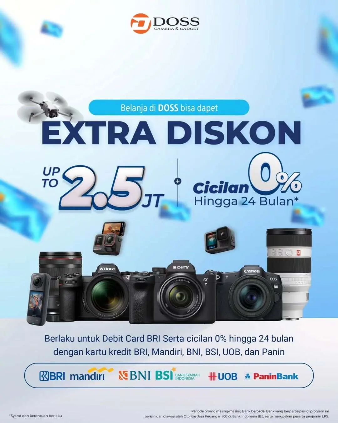 Belanja Gear Fotografi dan Videografi di DOSS Yuk, Ada Diskon hingga Rp2,5 Juta + Cicilan 0% sampai 24 Bulan.