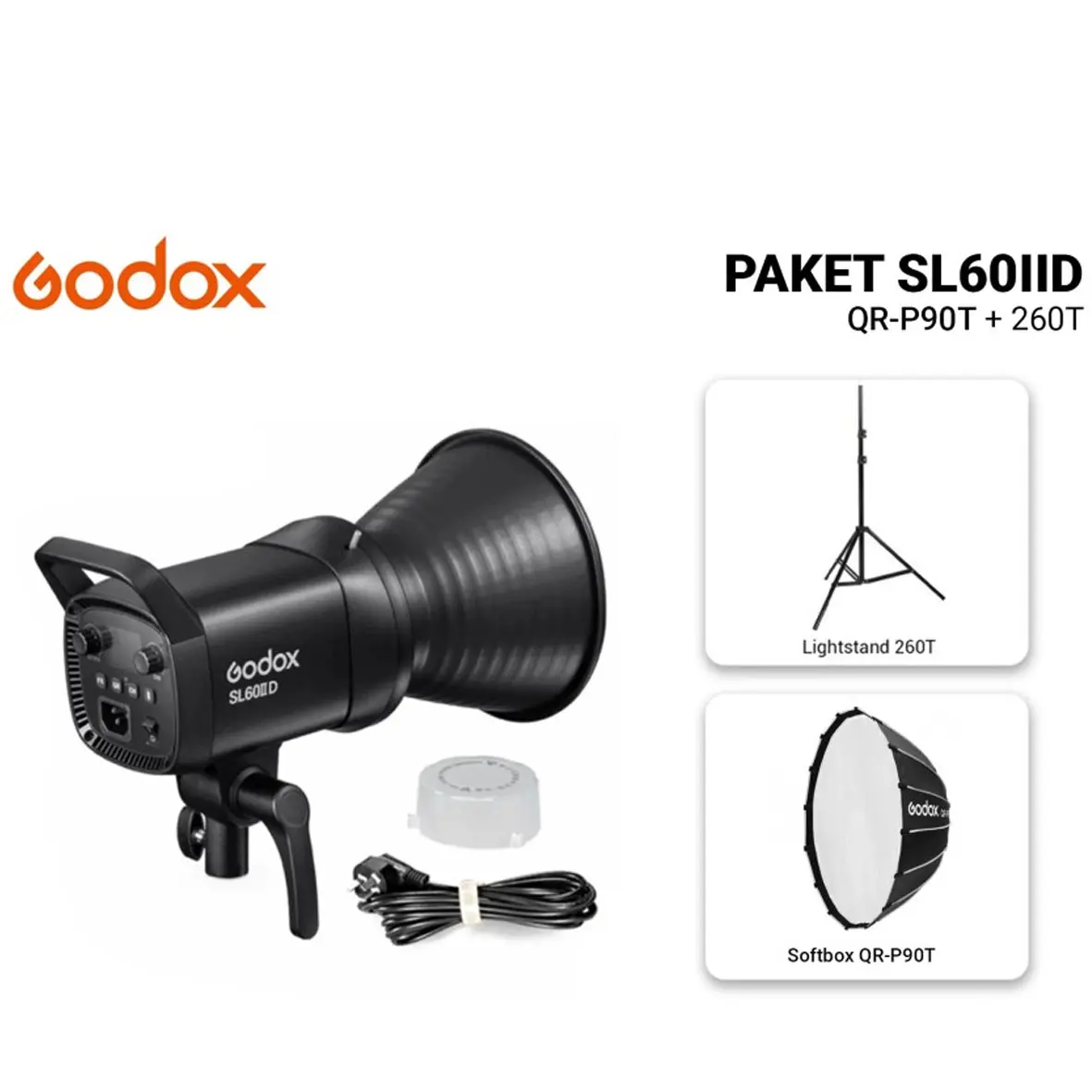 Godox Studio Light Starter Pack 5 SL60IID with QR-P90T and Light Stand 260T