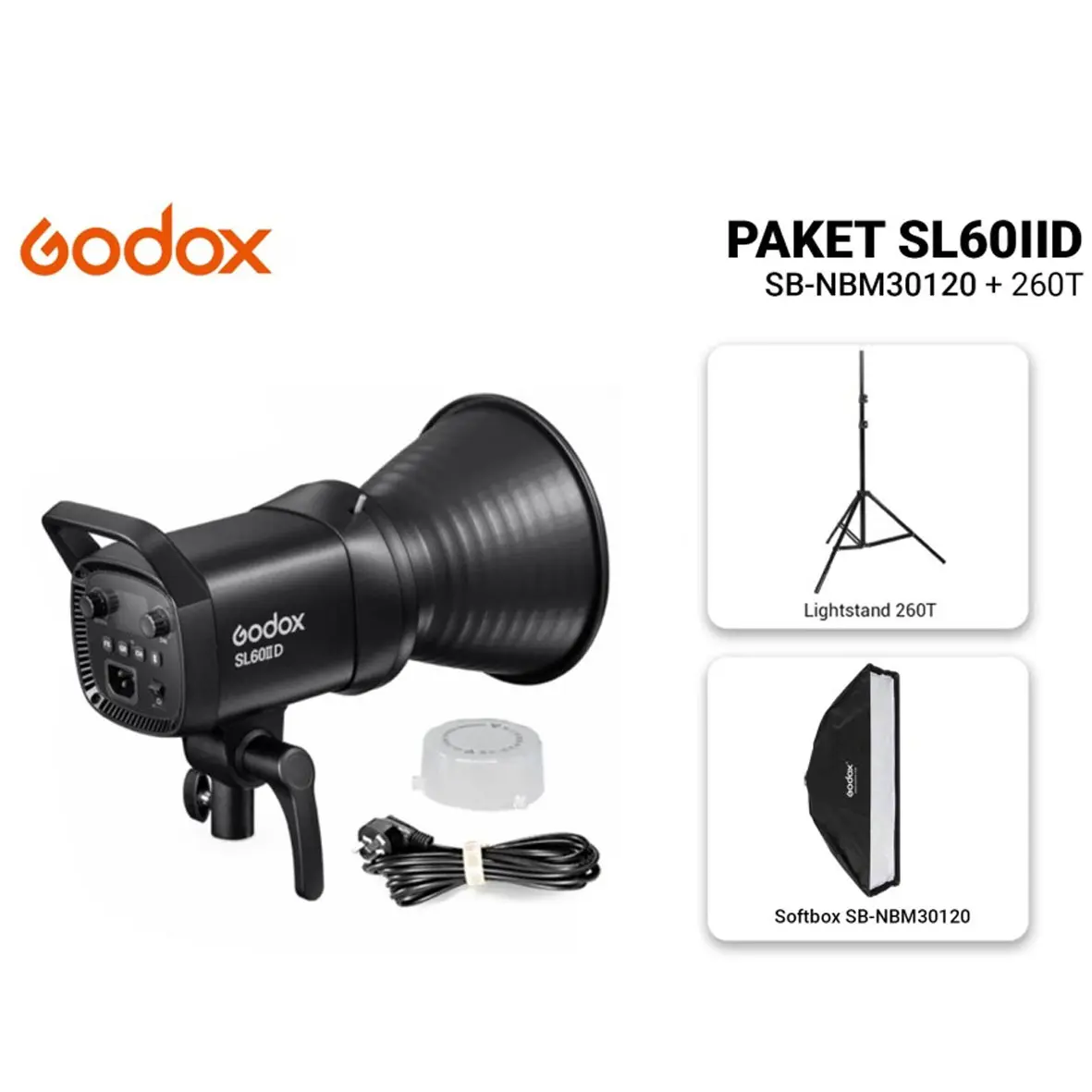 Godox Studio Light Starter Pack 6 SL60IID with SB-NBM30120 and Light Stand 260T