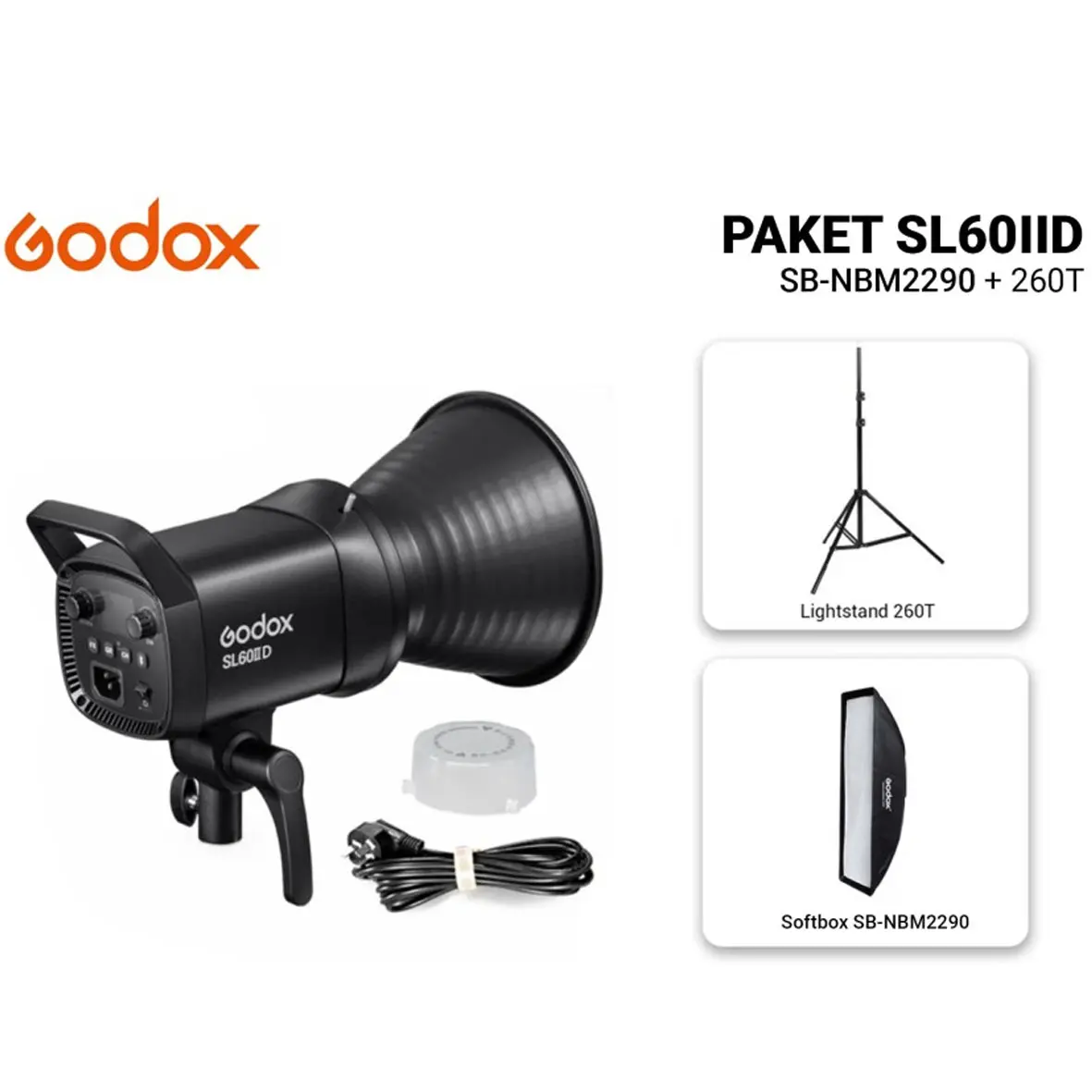 Godox Studio Light Starter Pack 7 SL60IID with SB-NBM2290 and Light Stand 260T