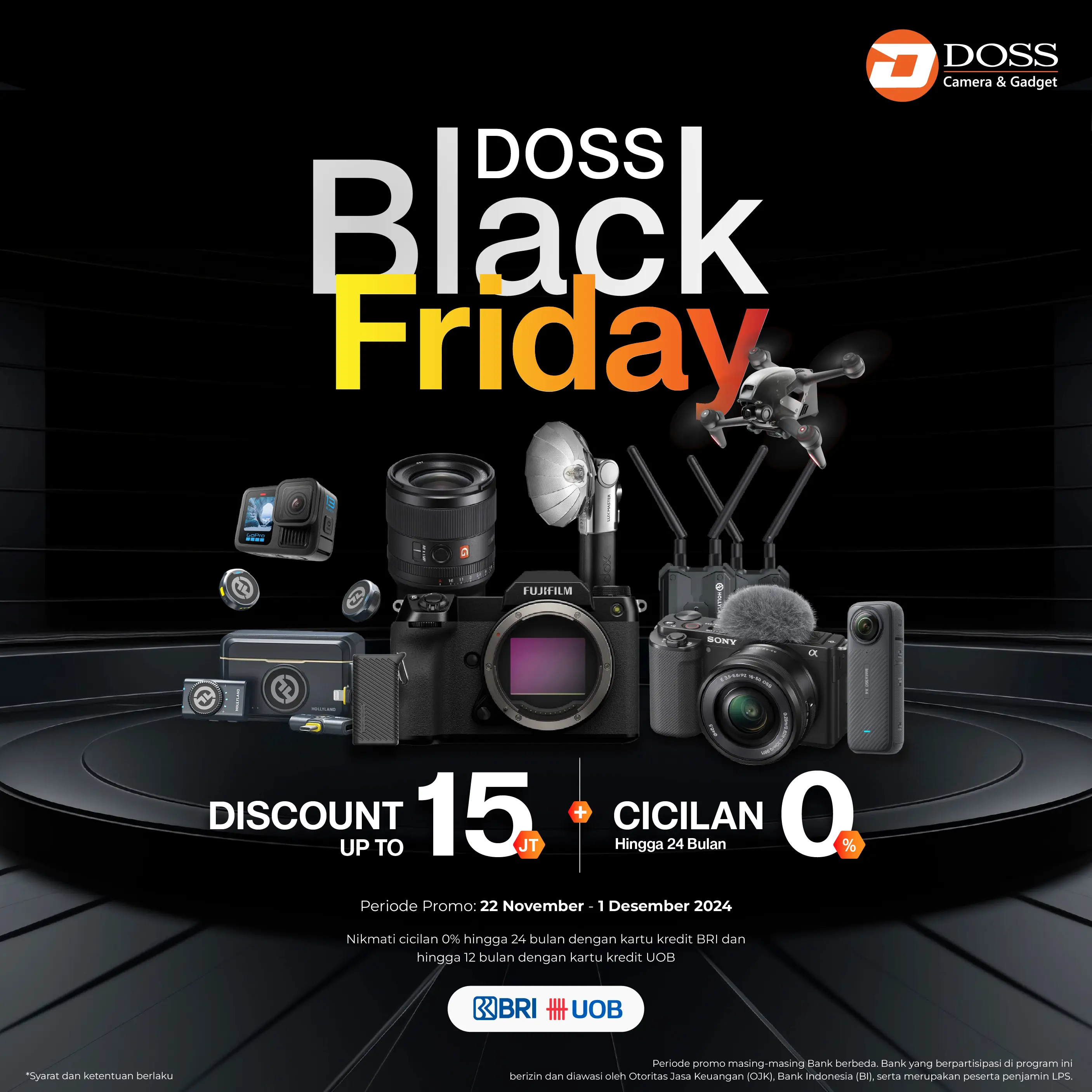 Dapatkan Diskon Up To 15 Juta di DOSS Black Friday Untuk Perlengkapan Fotografi dan Videografi Kamu