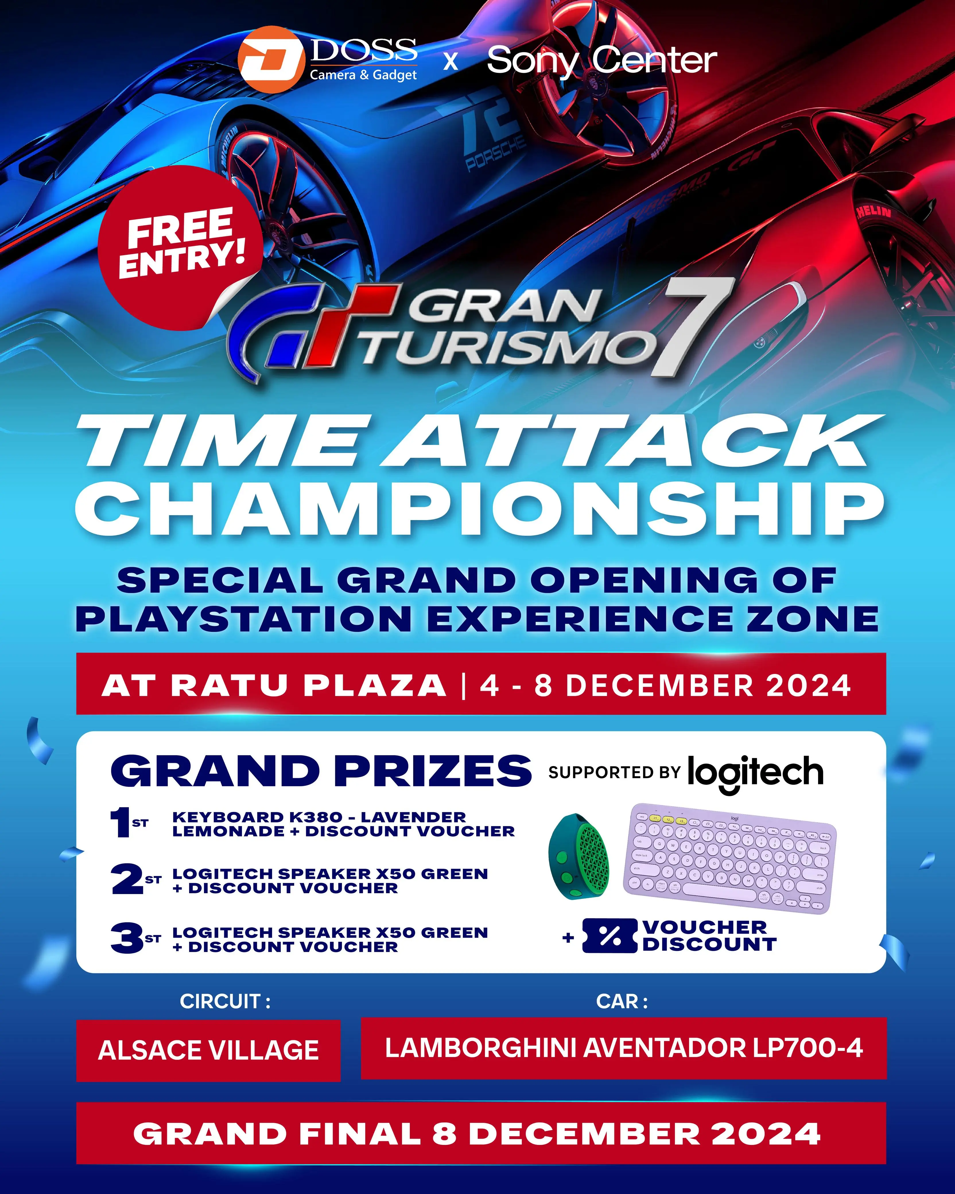 Yuk Ikutan Gran Turismo Time Attack Championship Special Grand Opening Playstation Experience Zone di Mall Ratu Plaza.