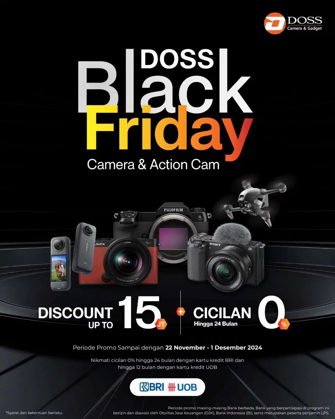 Serbu Diskon Hingga 15 Juta di DOSS Black Friday Untuk Kamera & Action Cam.