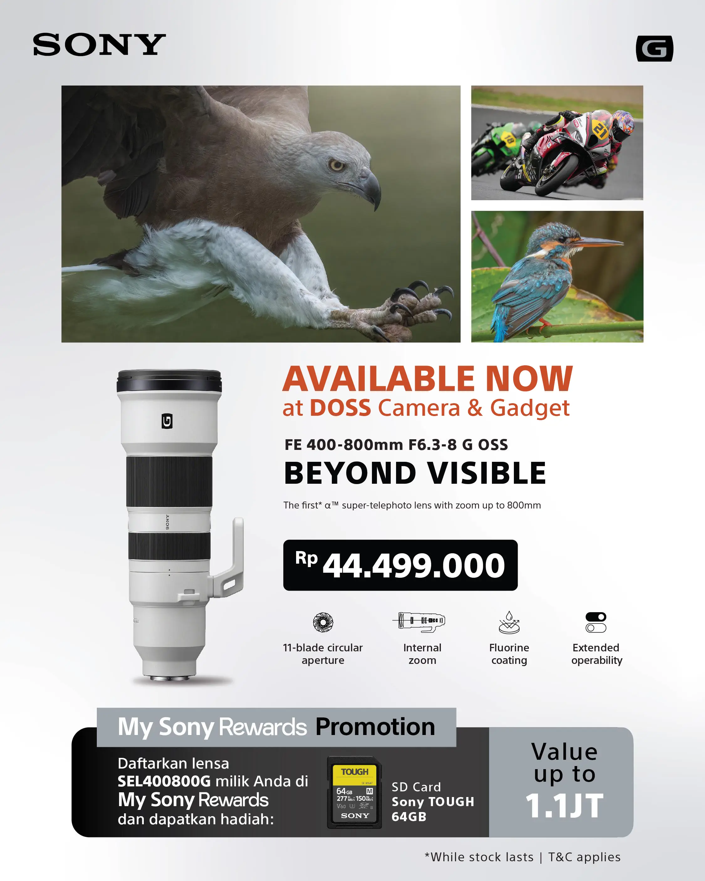 Sony FE 400-800mm F6.3-8 G OSS SudaH Bisa Kamu Dapatkan di DOSS, Yuk Order Sekarang .