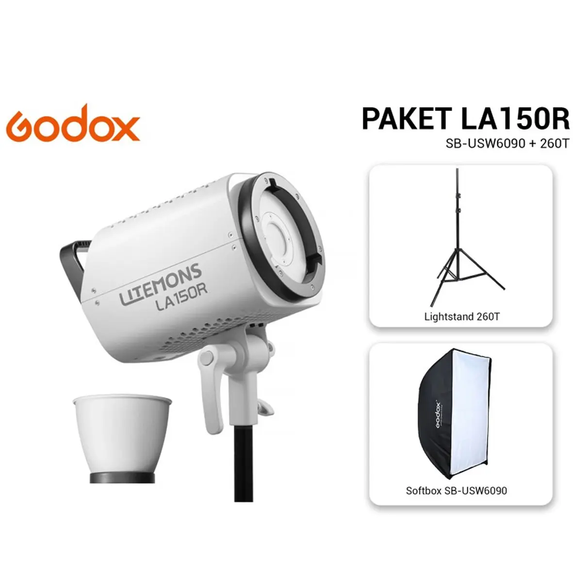 Godox Litemons LA150R with Softbox SB-USW6090 and Lightstand 260T