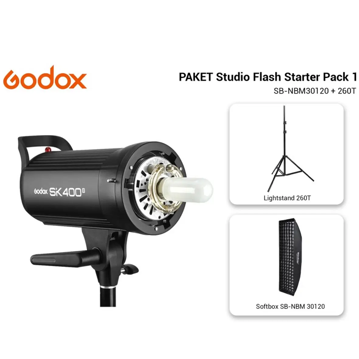 Godox Studio Flash Starter Pack 1 with SB-NBM30120 and Lightstand 260T